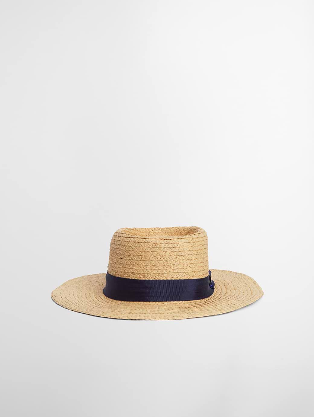 Barbour Women's Lily Straw Boater Hat Natural/Navy