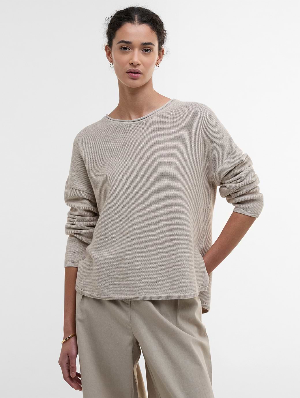 Barbour Women's Marine Knitted Jumper Light Sand