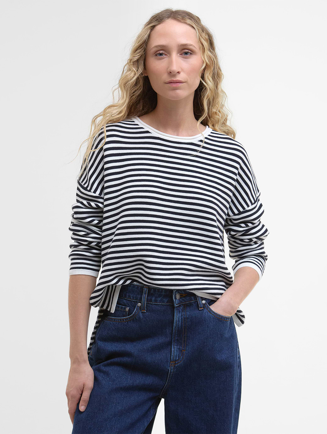 Barbour Women's Marine Stripe Knitted Jumper Navy Stripe