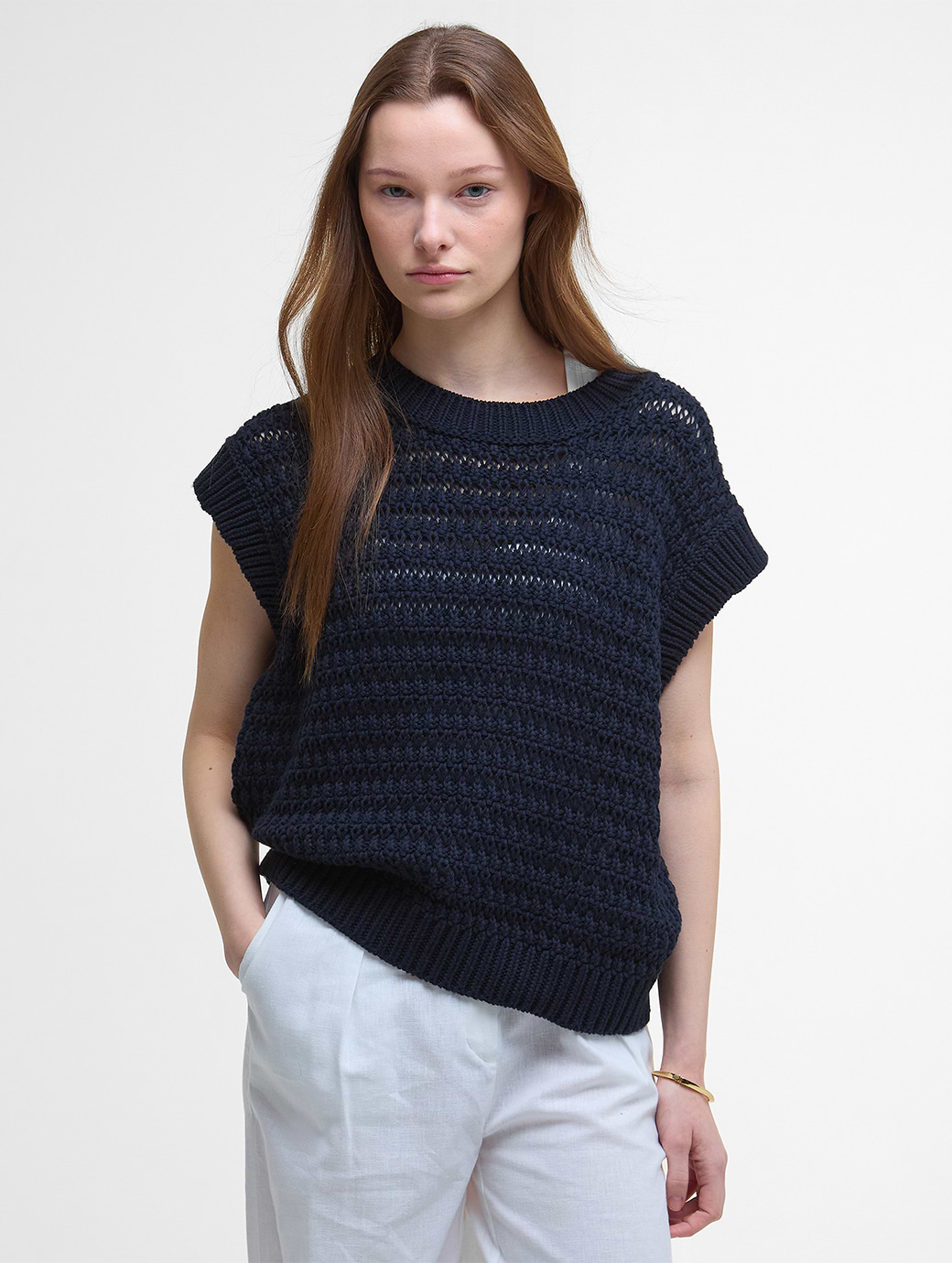Barbour Women's Melanie Sleeveless Knitted Jumper Navy