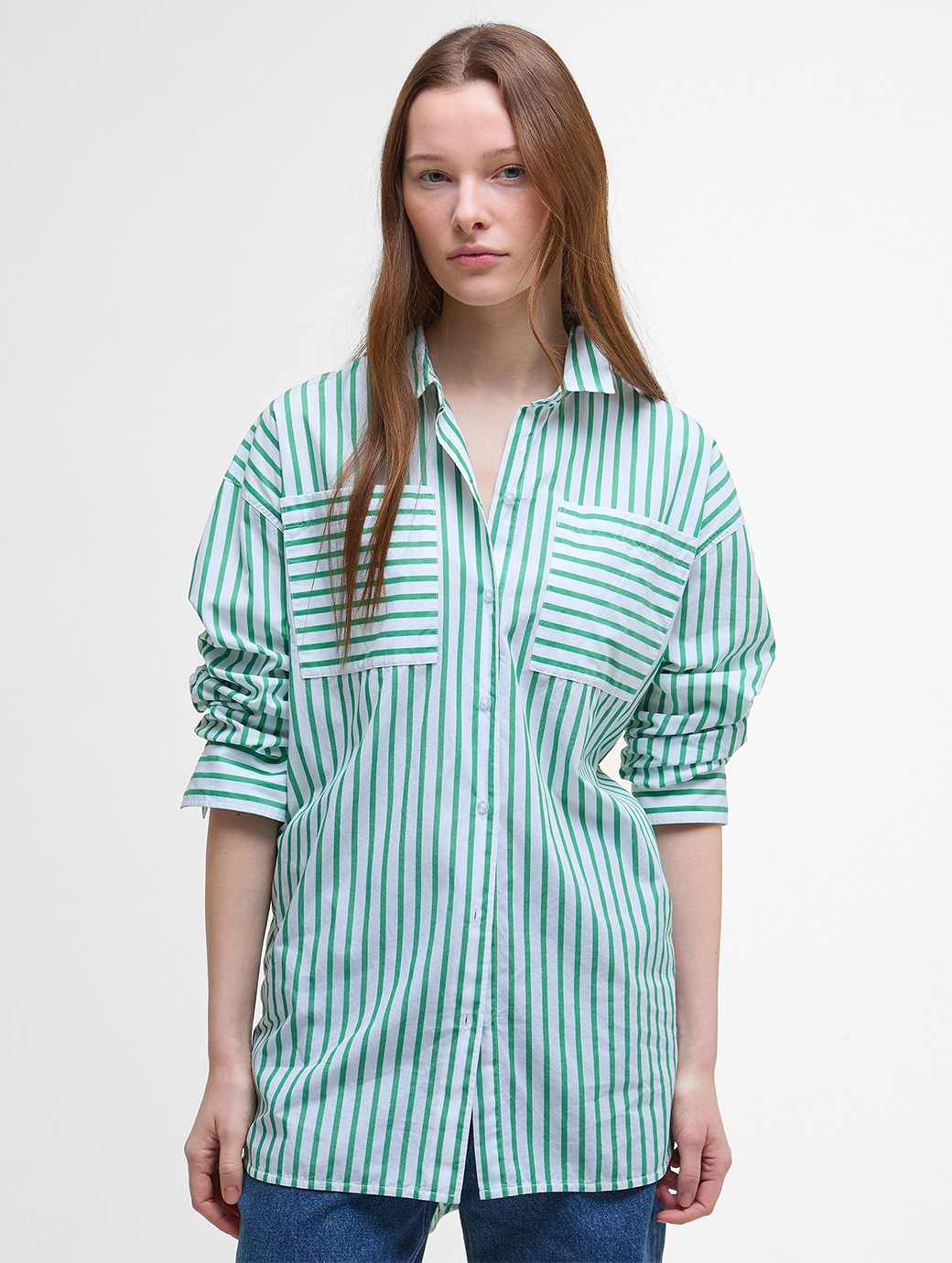 Barbour Women's Nicola Shirt White/Kelly Green