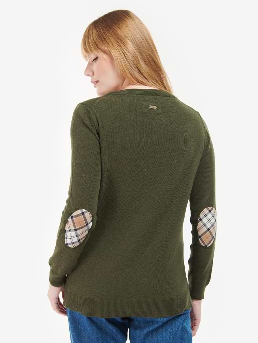 Barbour Women s Pendle Crew Knit Jumper Warm Olive Rosewood