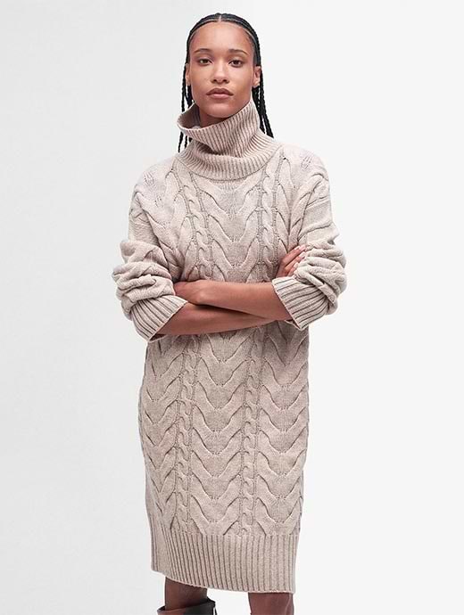 barbour woodlane knitted dress Woodlane Wool-Blend Funnel Neck Sweaterdress