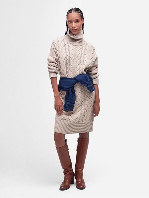 white rib knit dress Ivory Ribbed Knit Midi Dress main image 1