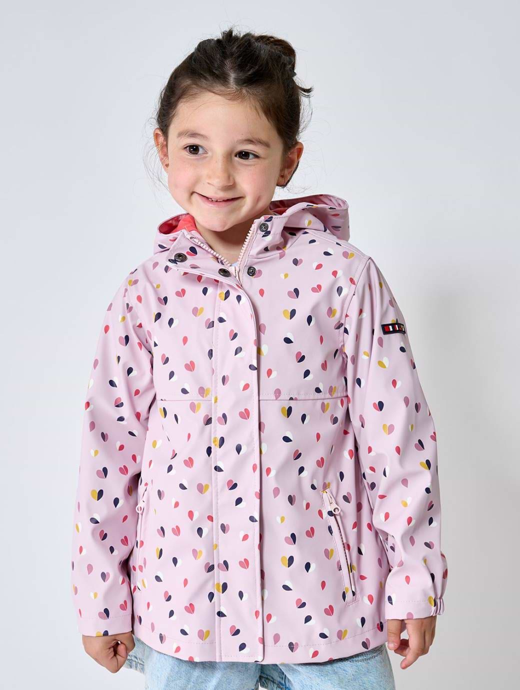 Batela Girl's Printed Raincoat Hearts