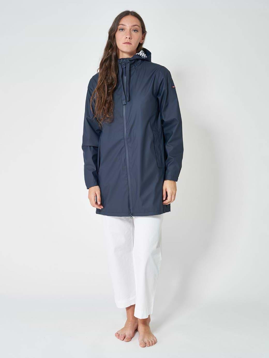Batela Women's Long Raincoat Navy Blue