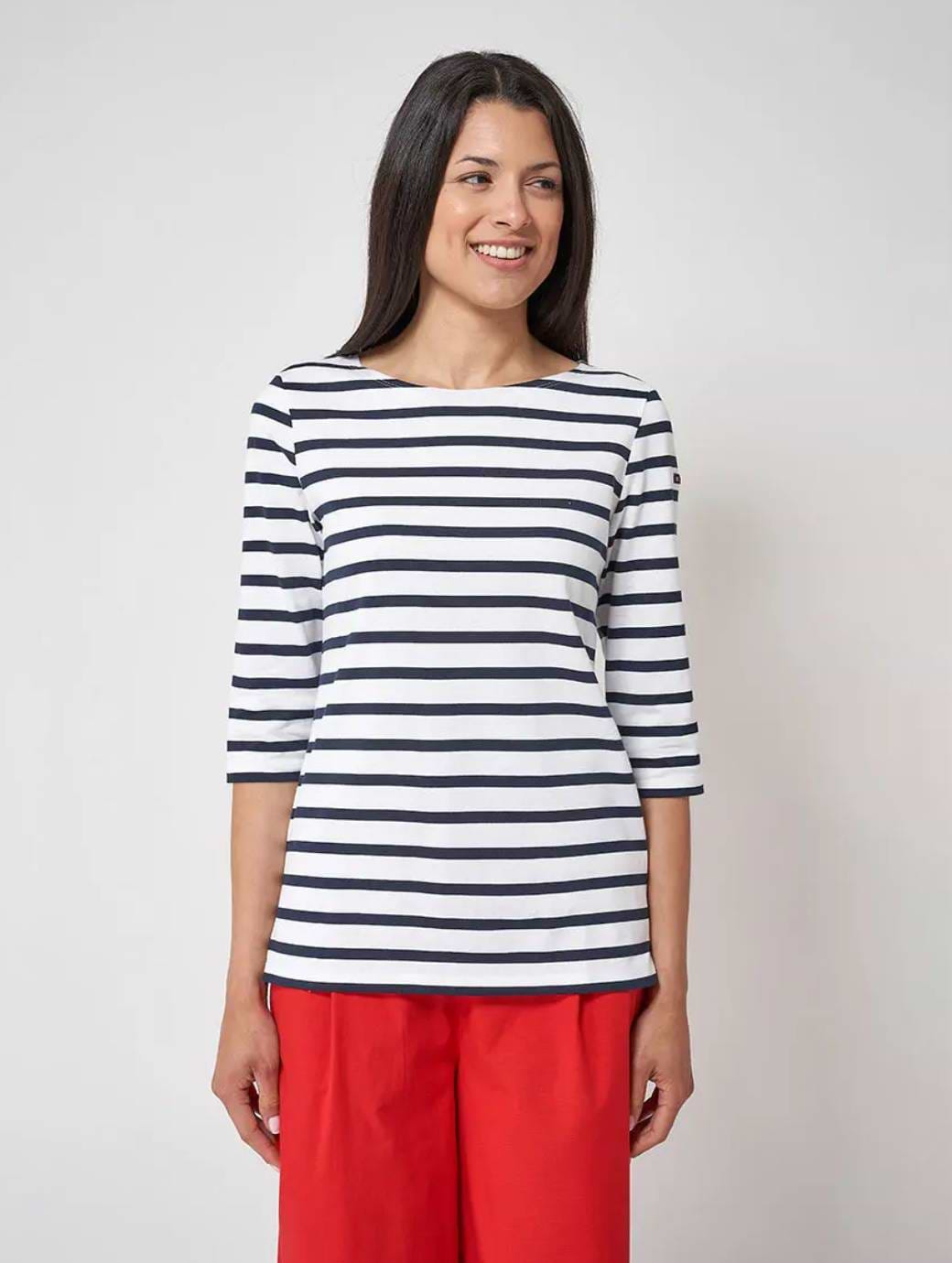 Batela Women's Navy Striped T-Shirt White/Navy