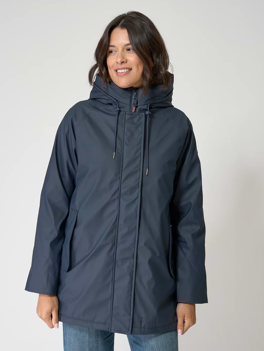 Batela Women's PVC Raincoat with Cotton Lining with Sealed Seams Navy