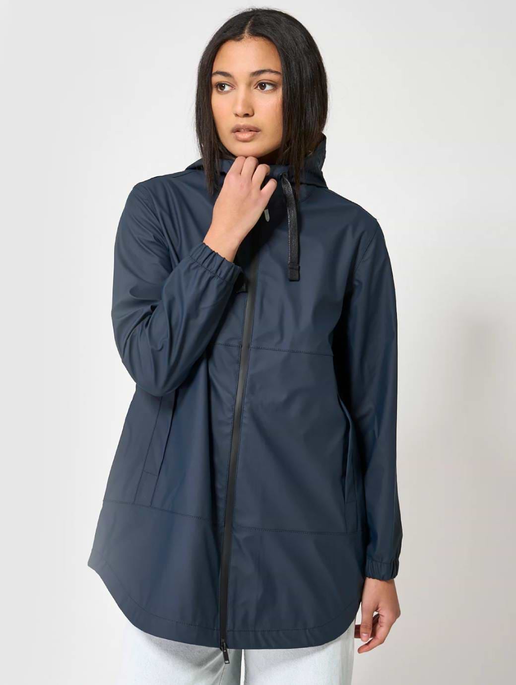 Batela Women's Sealed Seam Raincoat with Back Detail Navy Blue 