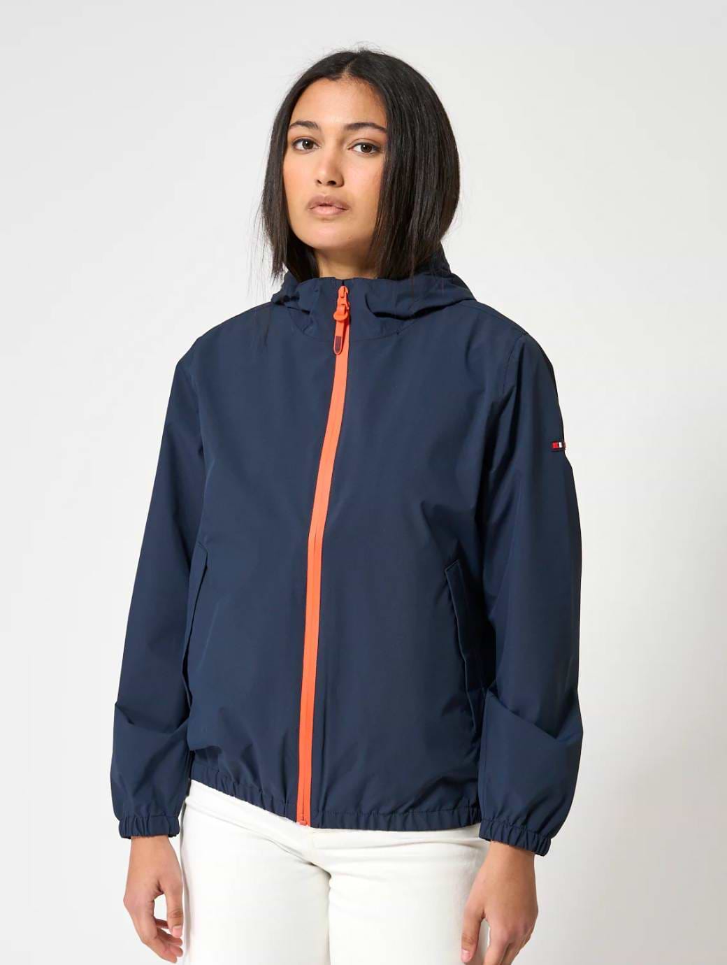 Batela Women's Short Sealed Seam Raincoat Navy Blue