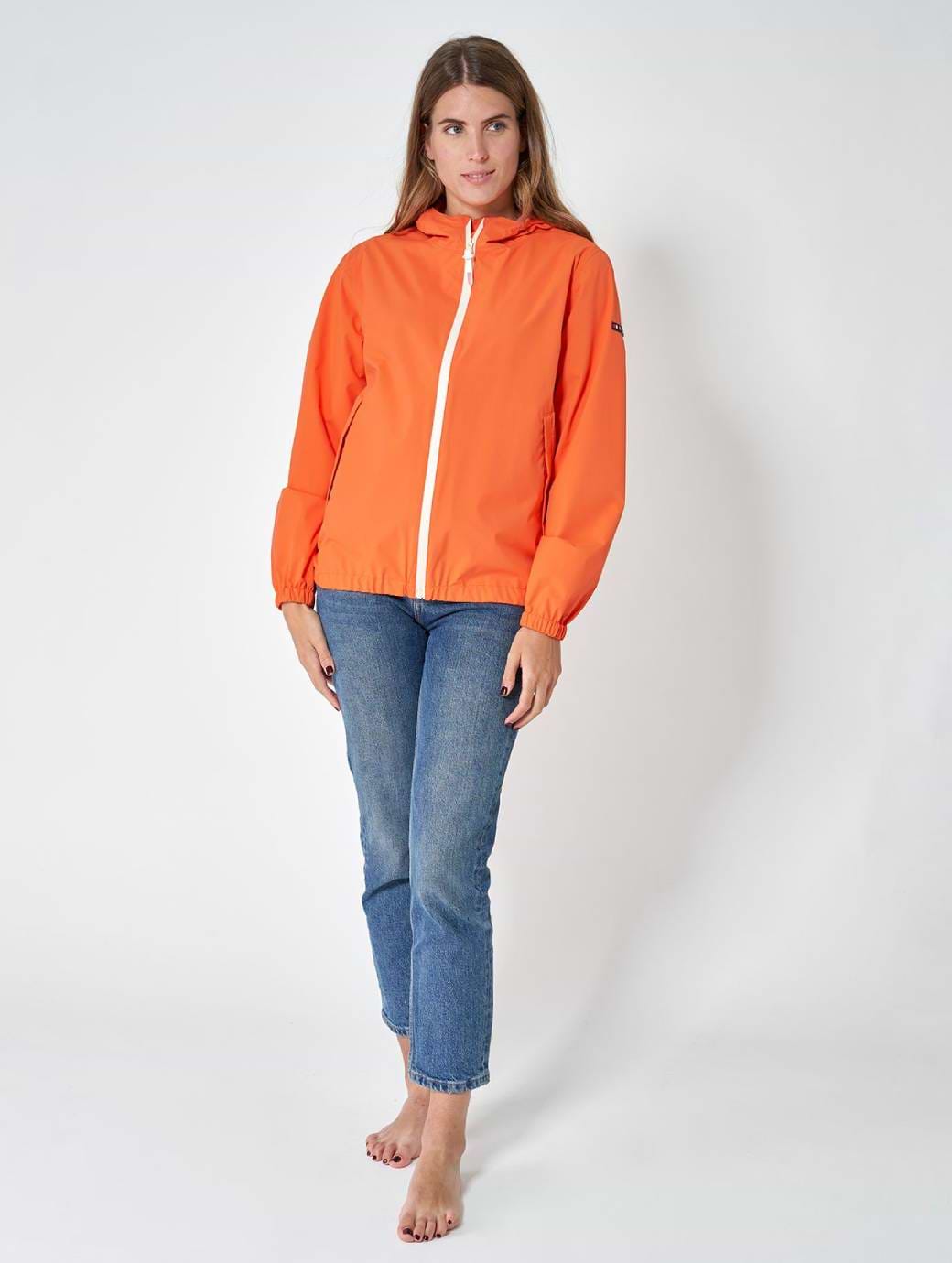 Batela Women's Short Sealed Seam Raincoat Vermillion Orange