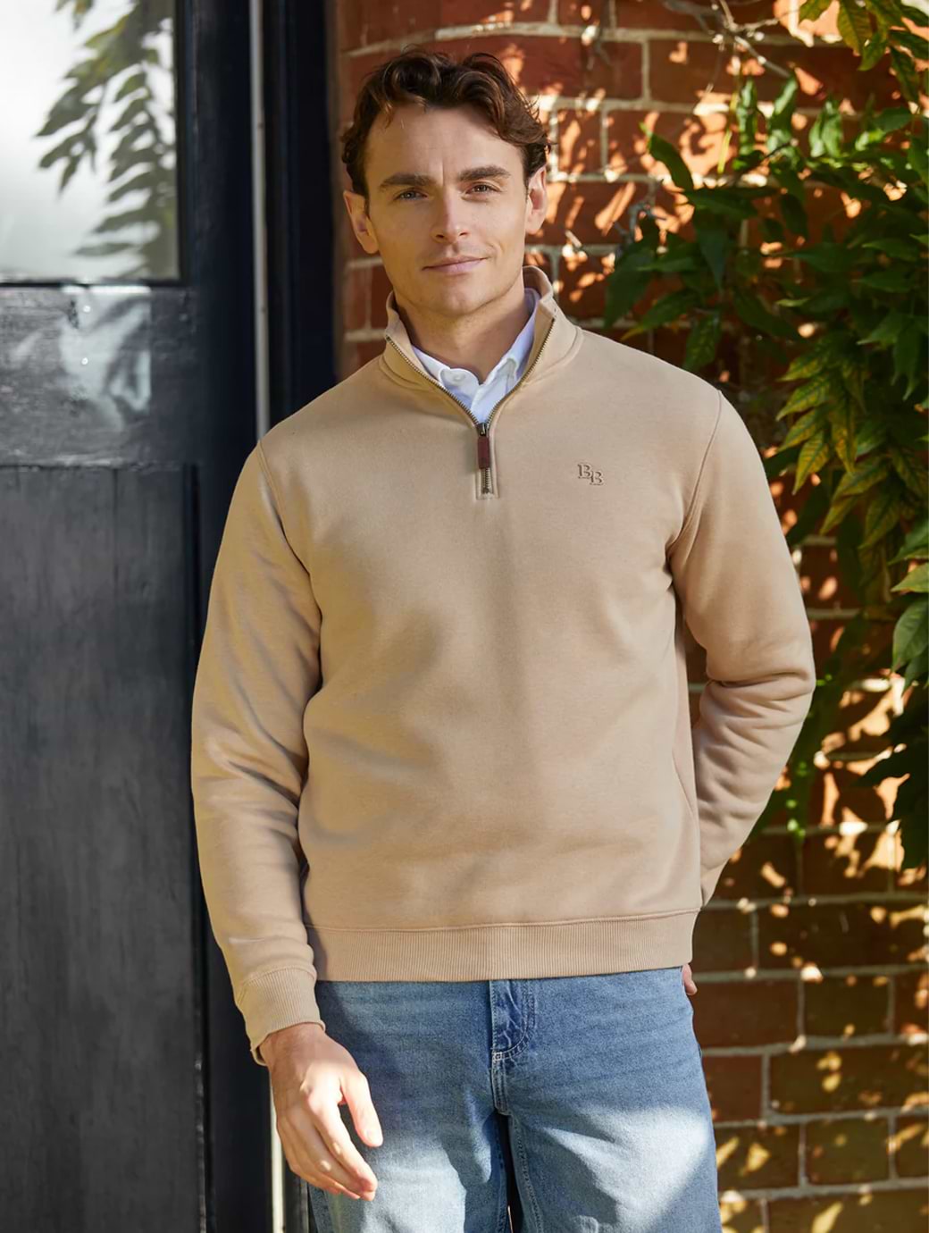 Beaumont & Bear Tuckenhay Unisex Quarter Zip Sweatshirt Sand