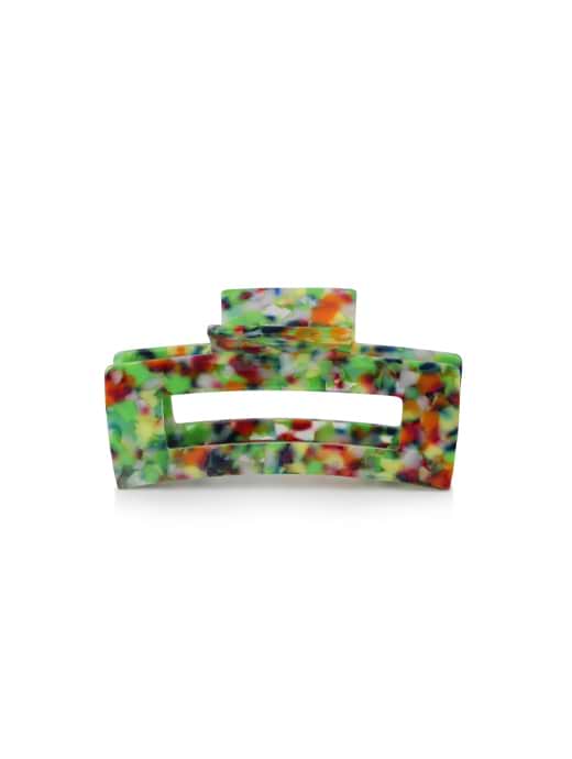 Big Metal London Erica Statement Bulldog Hairclip Green Orange