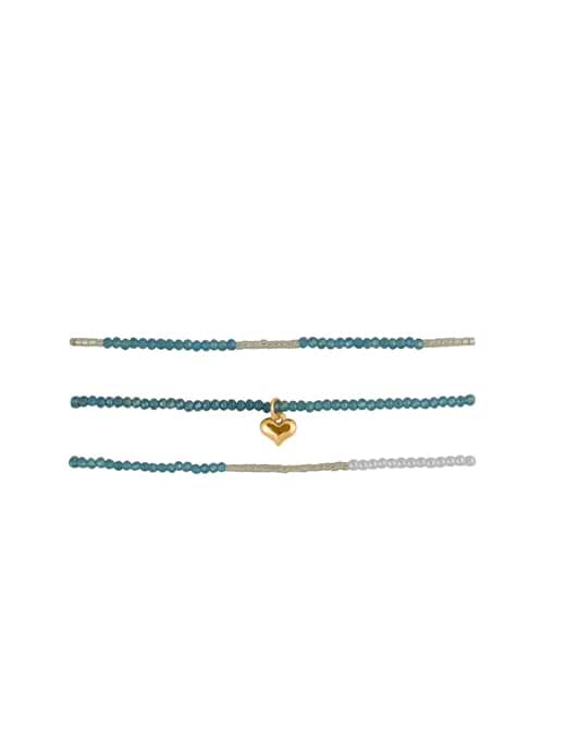 Big Metal London Sylvia 3pk Beaded Bracelets Blue