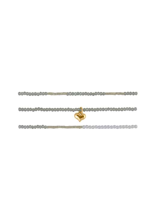 Big Metal London Sylvia 3pk Beaded Bracelets Grey