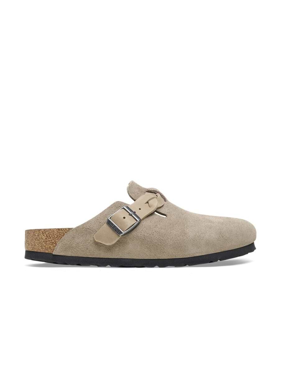 Birkenstock boston suede leather taupe discount