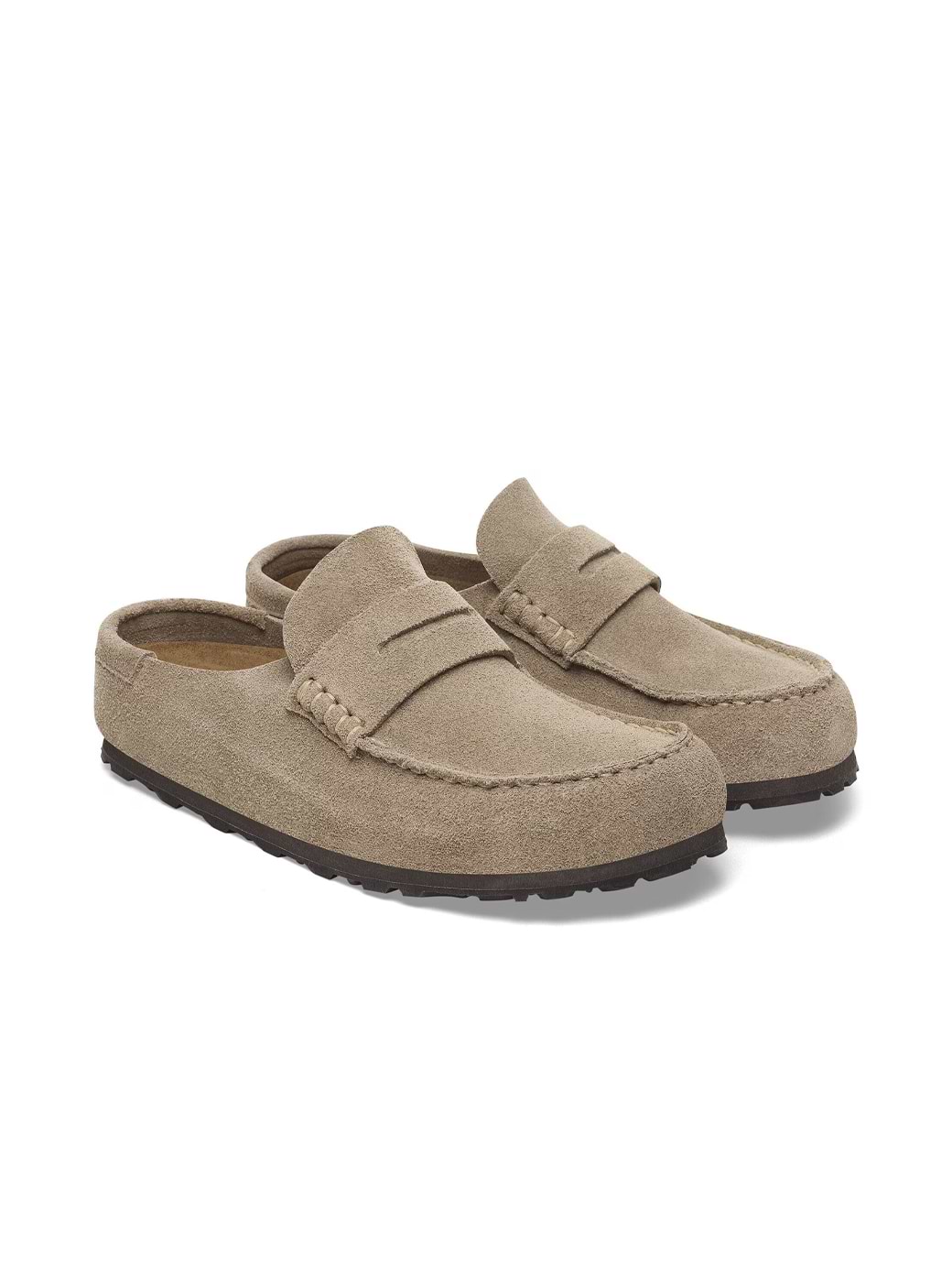 Birkenstock Unisex Naples Wrapped Suede Leather Sandal Narrow Fit Taupe