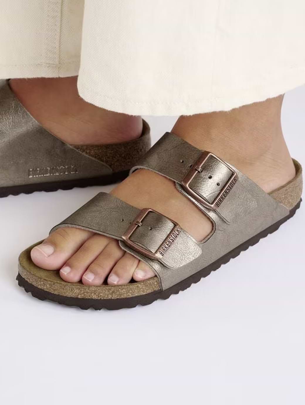 Birkenstock Women's Arizona Birko-Flor Narrow Fit Graceful Taupe