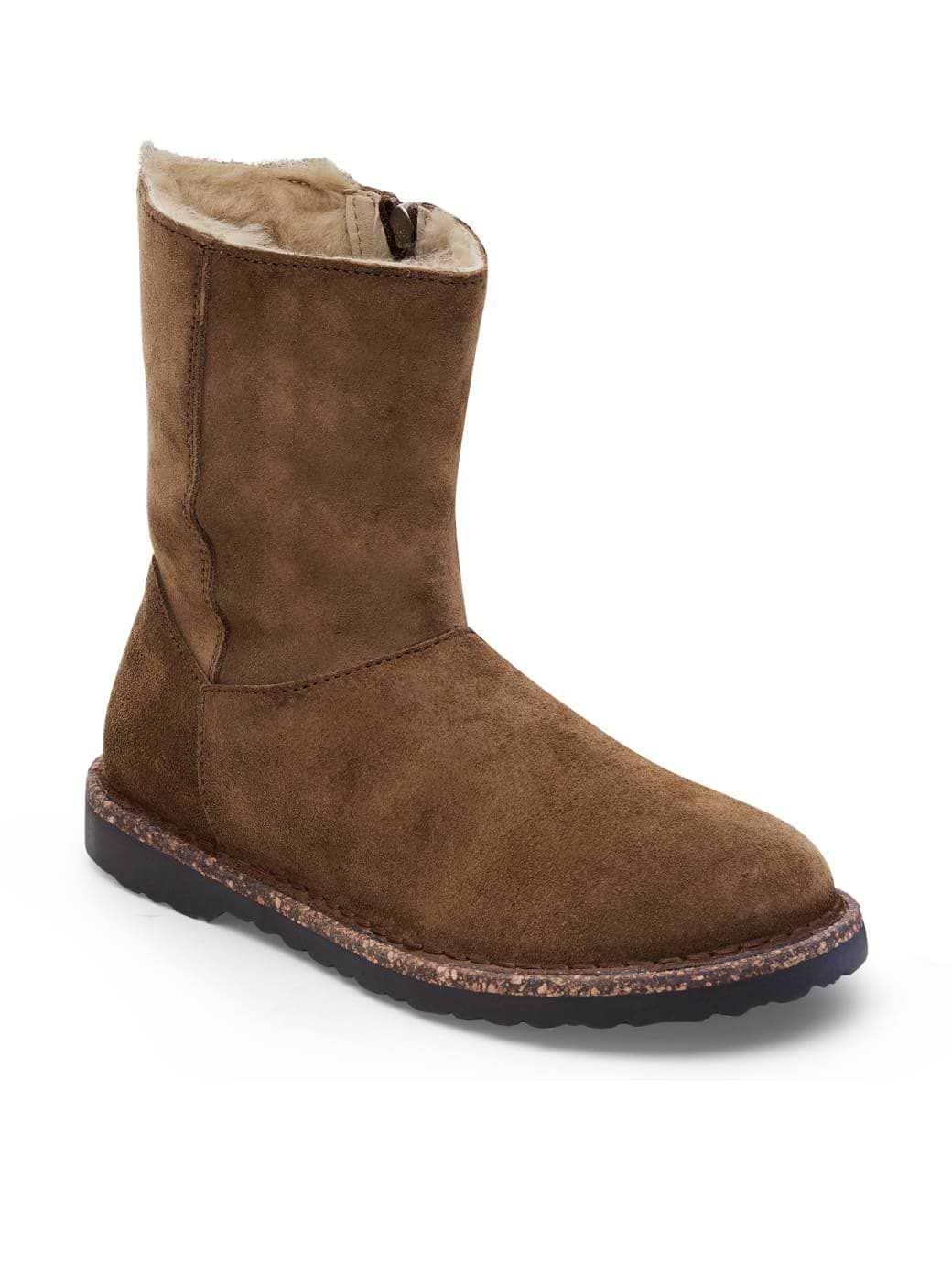 Birkenstock Women's Uppsala Zip Shearling Suede Leather Boot Regular Fit Dark Tea