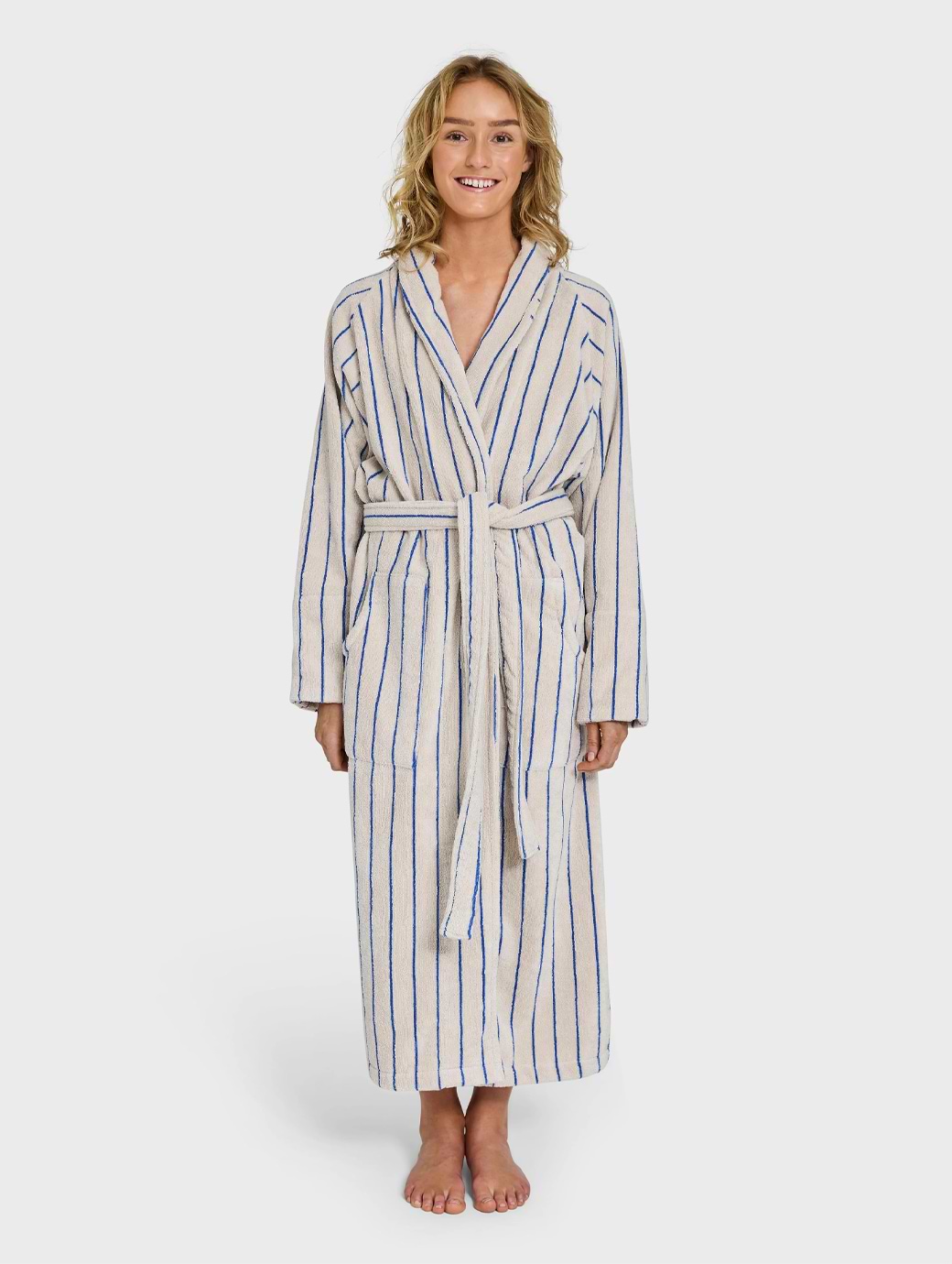 Bongusta Women's Naram Bathrobe Moonbeam & Ultramarine