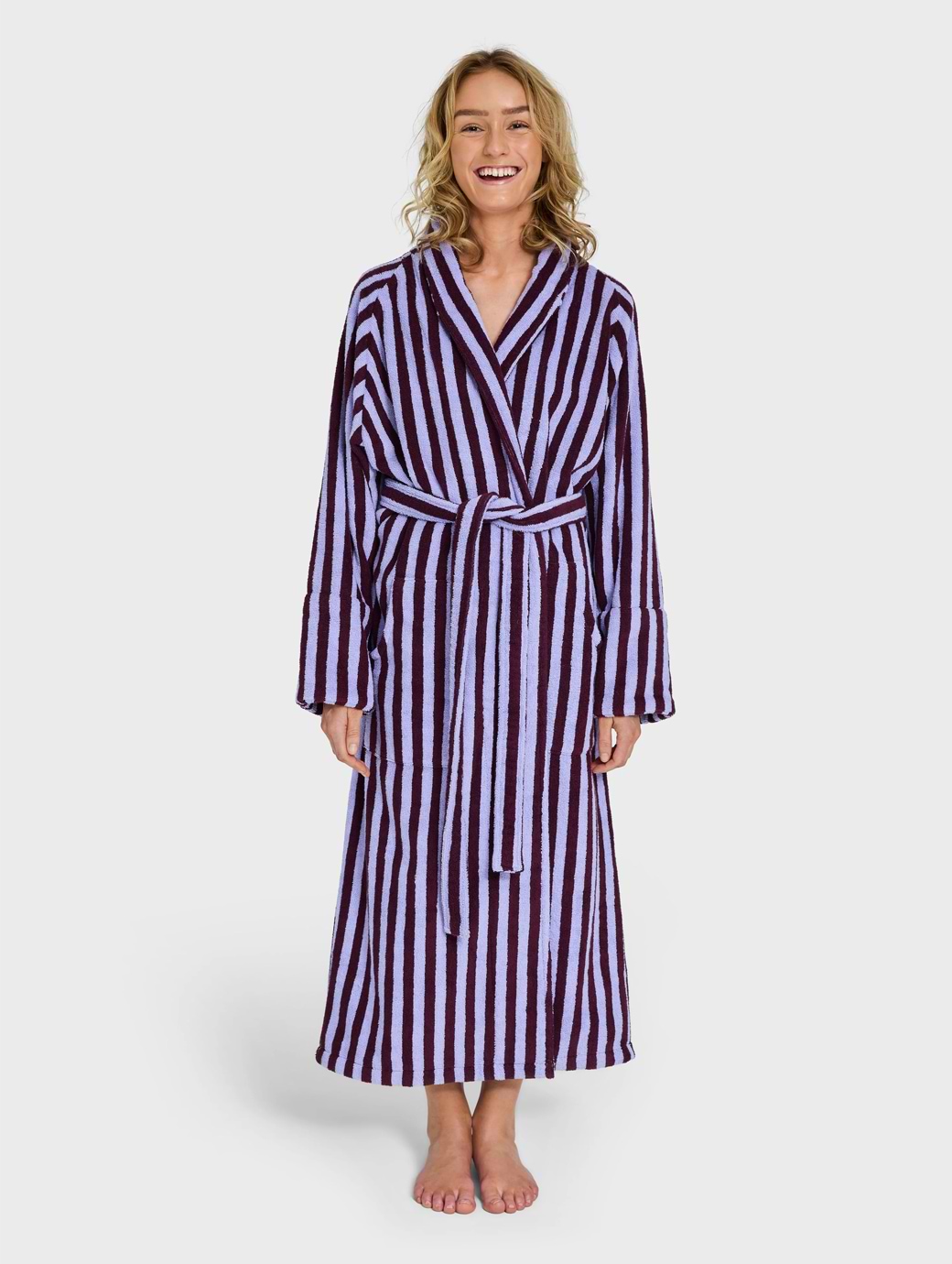 Bongusta Women's Naram Bathrobe Wine & Lavender Blue