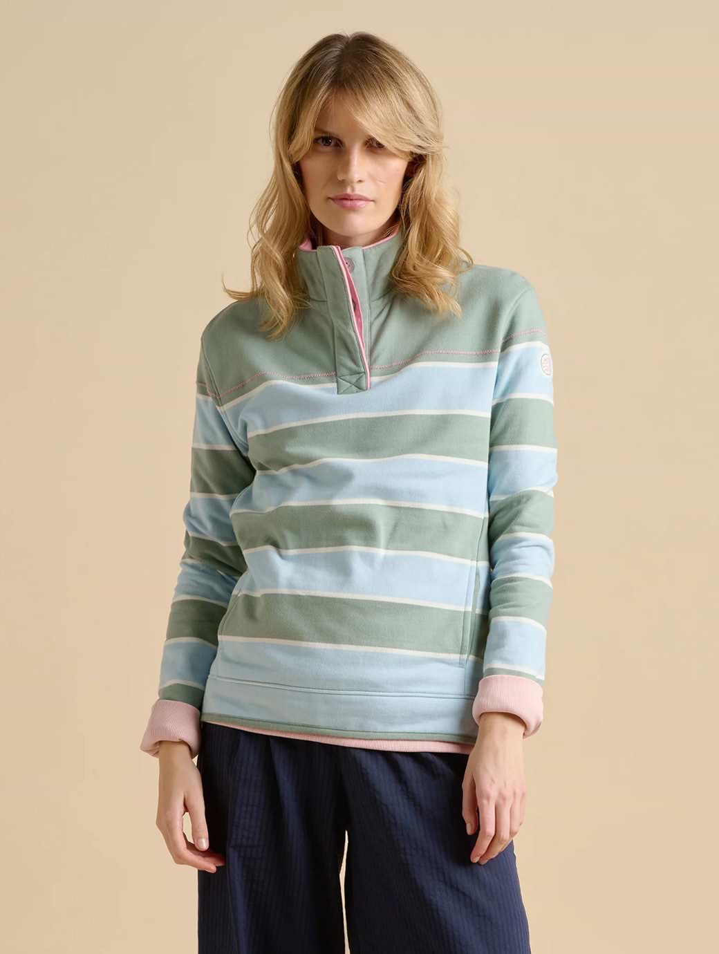 Brakeburn Women's Engineered Stripe Quarter Zip Green