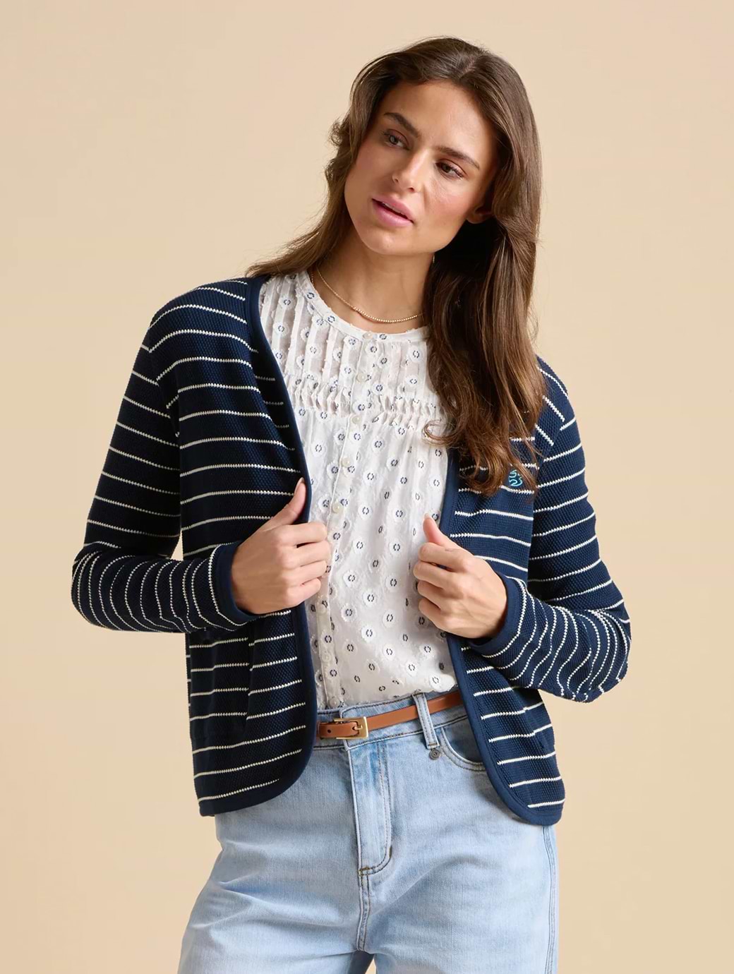 Brakeburn Women's Navy Stripe Sweat Jacket