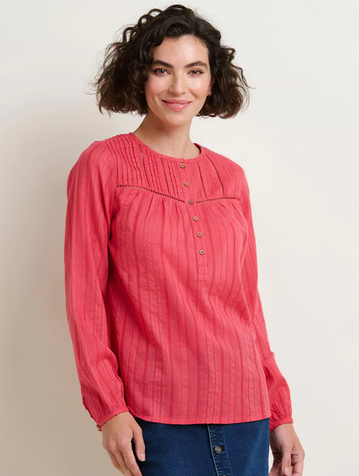 Brakeburn Women's Penny Pintuck Blouse Red