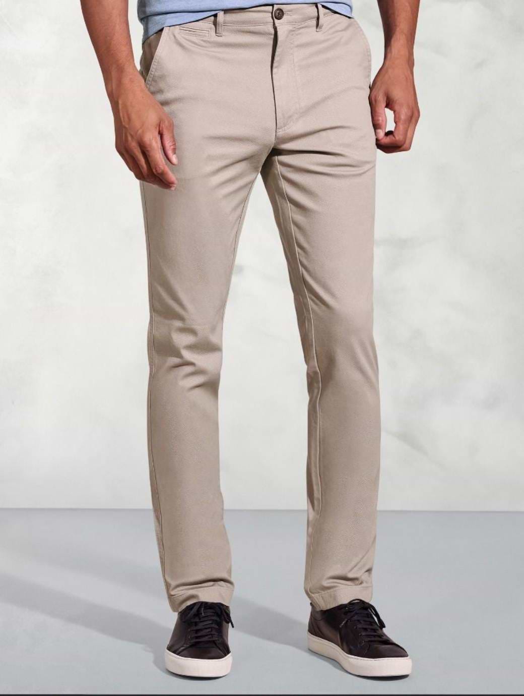 Brook Taverner Men's Regular Fit Brosnan Sand Textured Stretch Cotton Chinos Sand