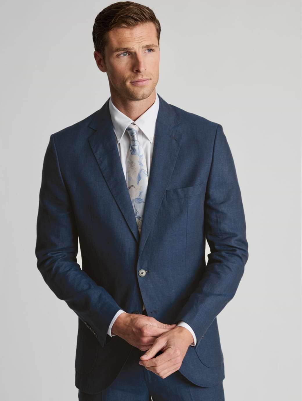 Brook Taverner Mens Eastwood Suit Jacket Tailored Fit Navy