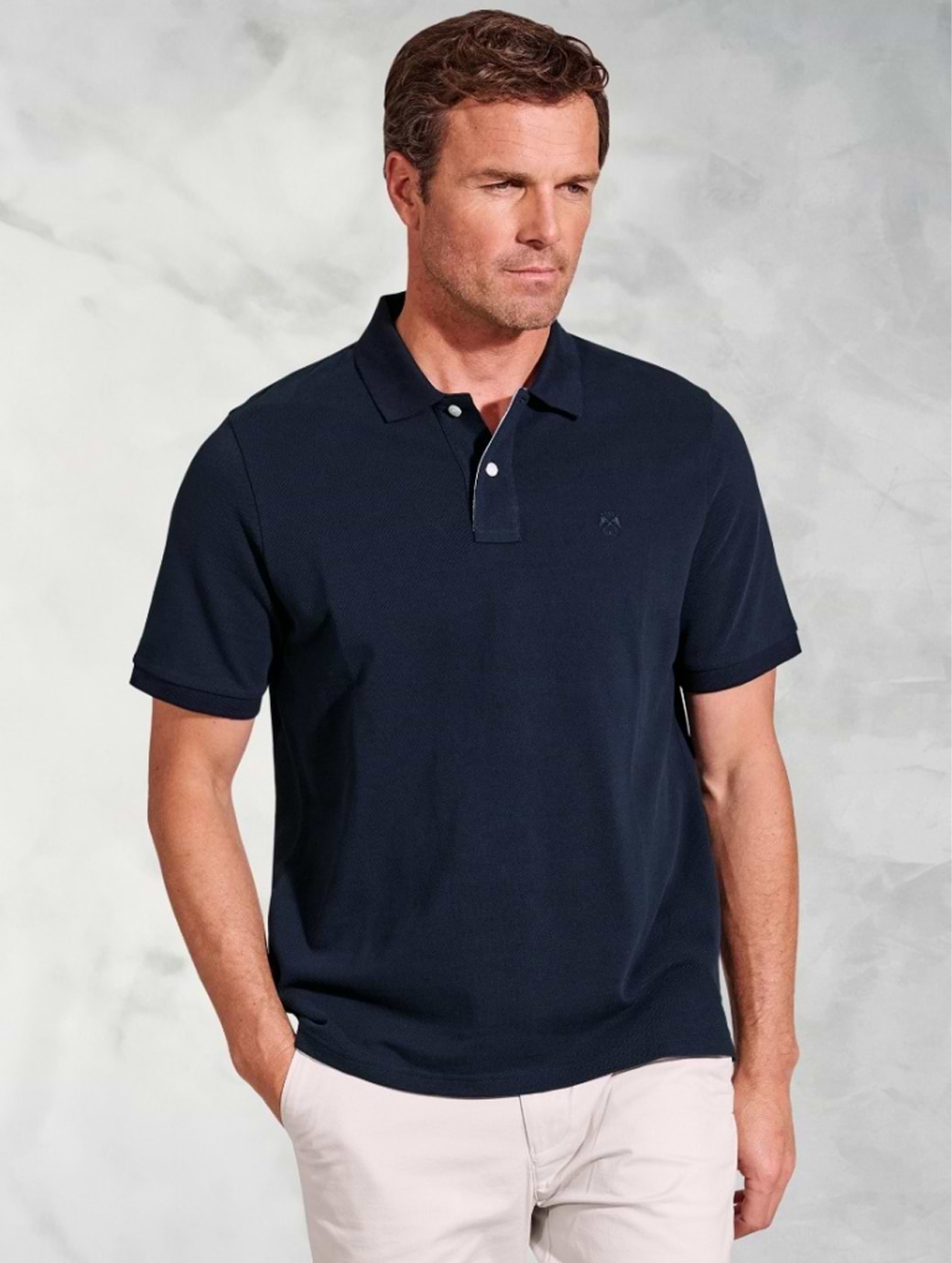 Brook Taverner Mens Firth Short Sleeve Pique Polo Navy