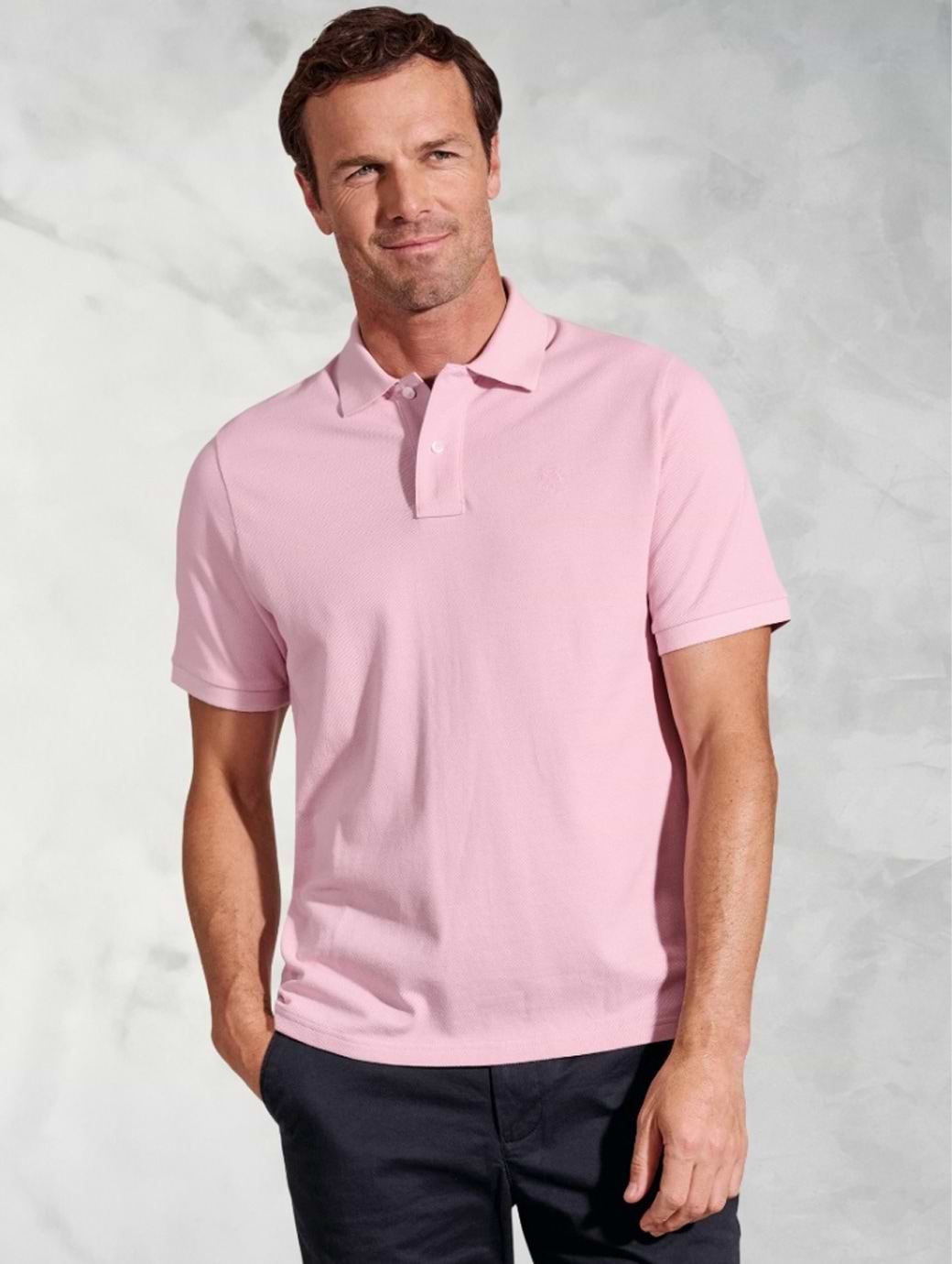 Brook Taverner Mens Firth Short Sleeve Pique Polo Pink