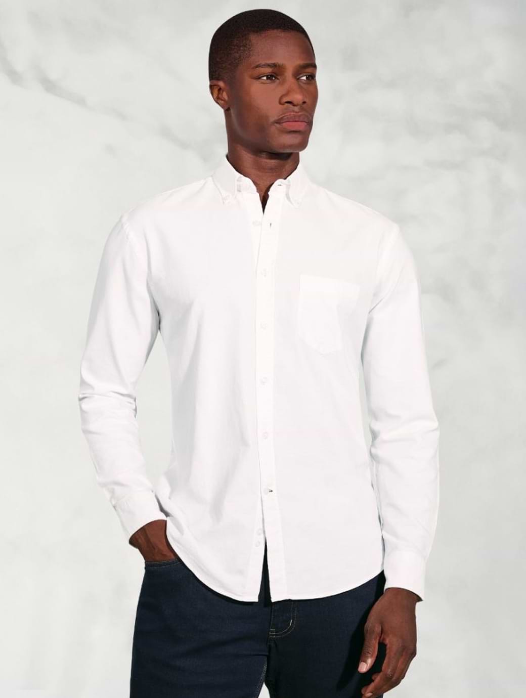 Brook Taverner Men's Regular Fit Oxford Cotton Shirt White