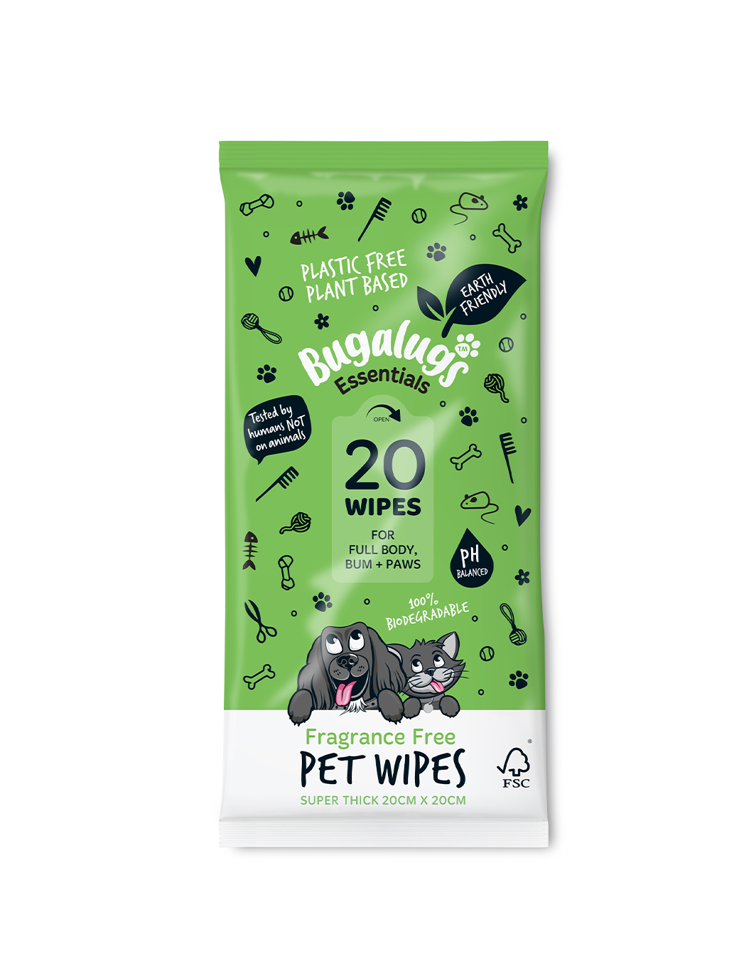 Bugalugs Pet Wipes Bio-Degradable 20 Pack (Travel)