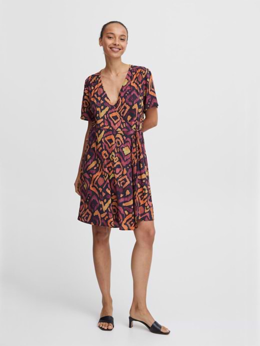 B Young Women's Bymmjoella Wrap Dress Black Ikat Mix 
