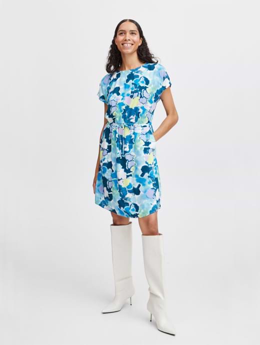 B Young Women's Bymmjoella O Neck Dress Angle Blue Watercolor Mix