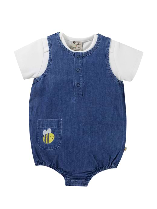 Frugi Cadgwith Chambray Romper Outfit Chambray/Bee