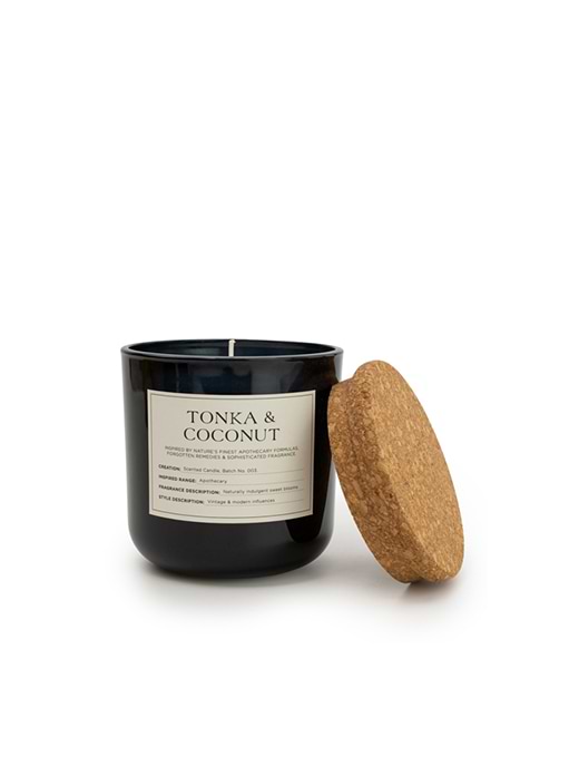 Candlelight 11cm Glass Jar Wax Filled Pot With Cork Lid Tonka And Coconut