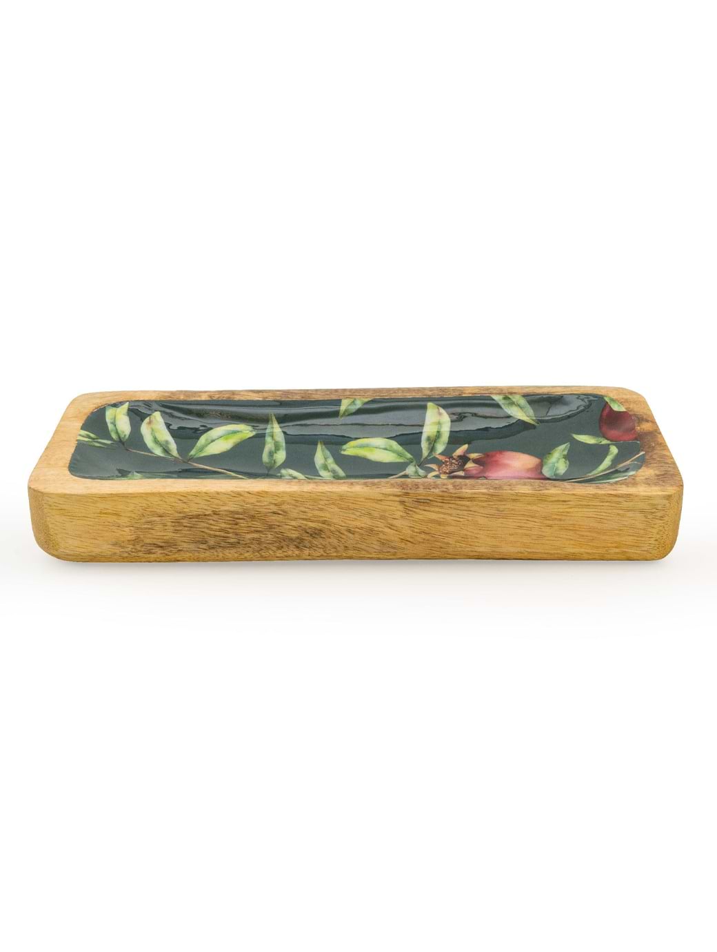 Candlelight Handcrafted Pomegranate Mango Wooden Serving Platter Green 30.5cm