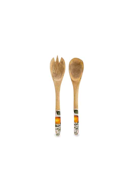 Candlelight Orange Blossom Set of 2 Wooden Fork and Spoon