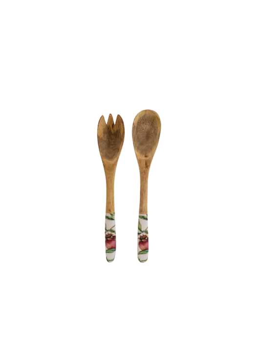 Candlelight Pomegranate Set of 2 Wooden Fork and Spoon