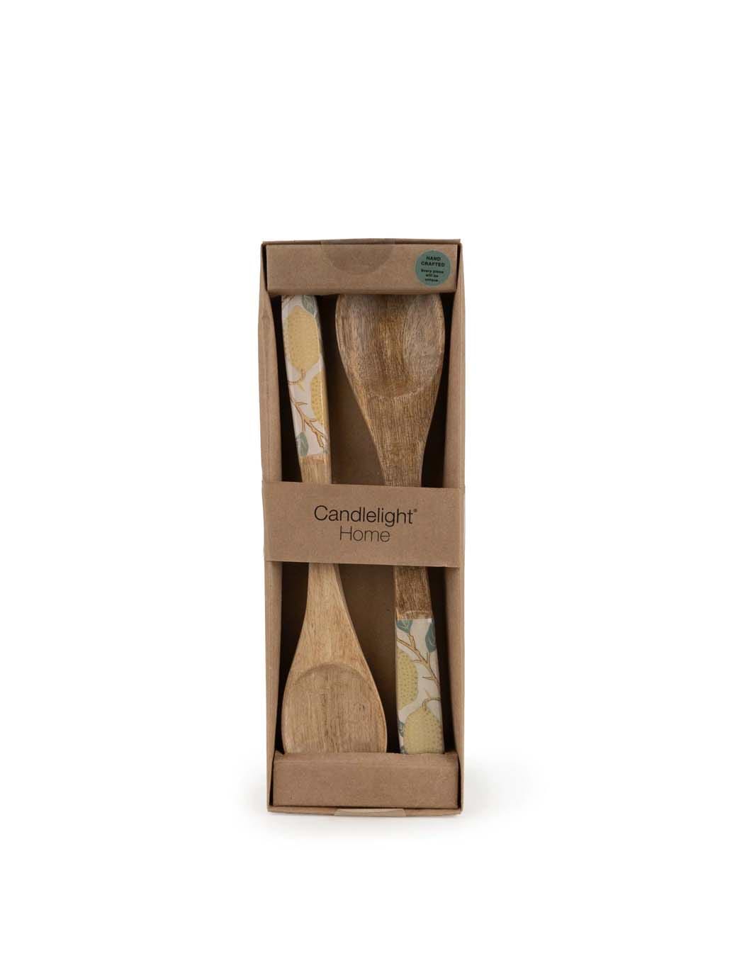 Candlelight Set of 2 Mango Wood Fork and Spoon Vintage Fruit