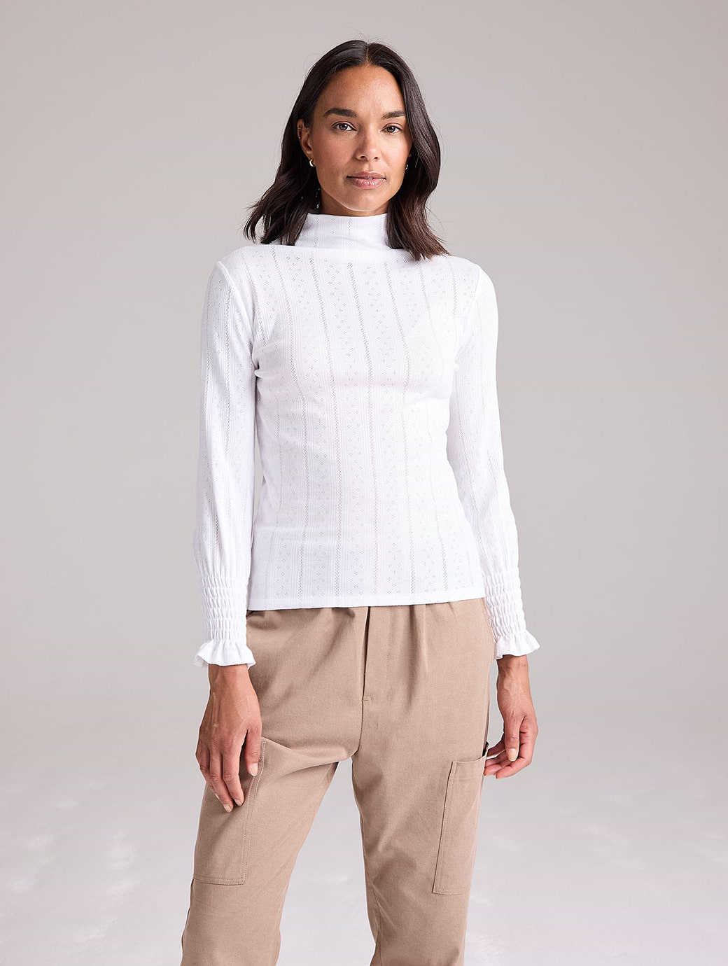 Cape Cove Women's Campion Pointelle Long Sleeve Layer Cream