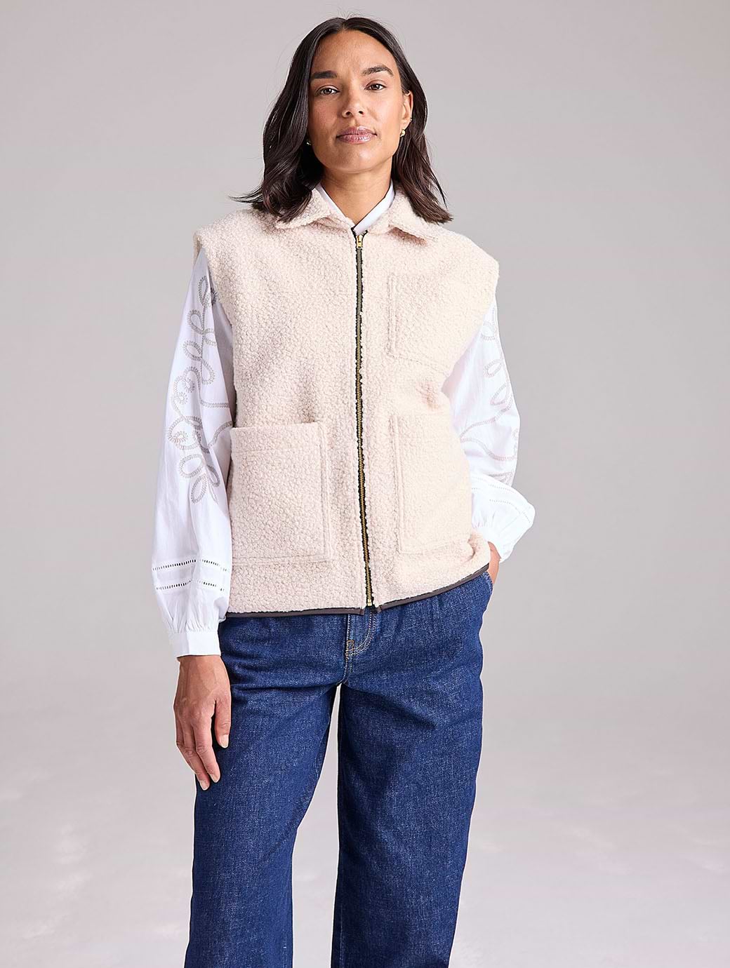 Cape Cove Women's Snug Borg Gilet Cream