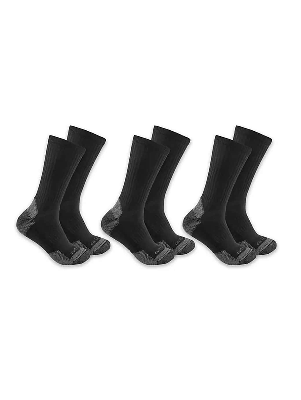 Carhartt Men's Cotton Blend Crew Sock 3-Pack Black