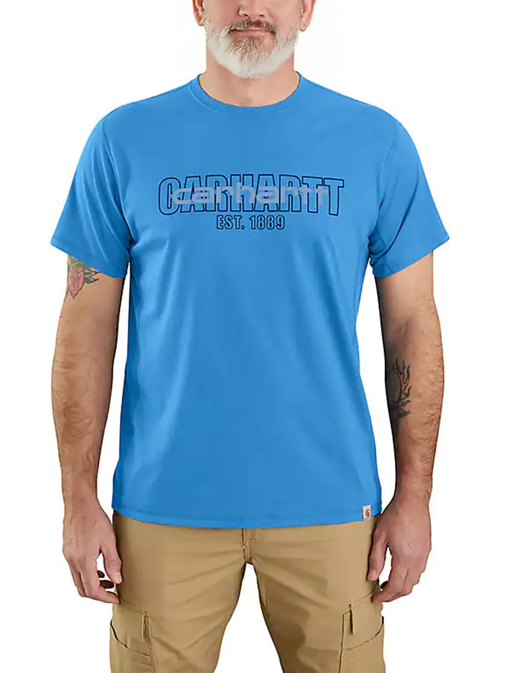 Carhartt Men's Force Short Sleeve Logo Graphic T-shirt Engineer Blue Heather