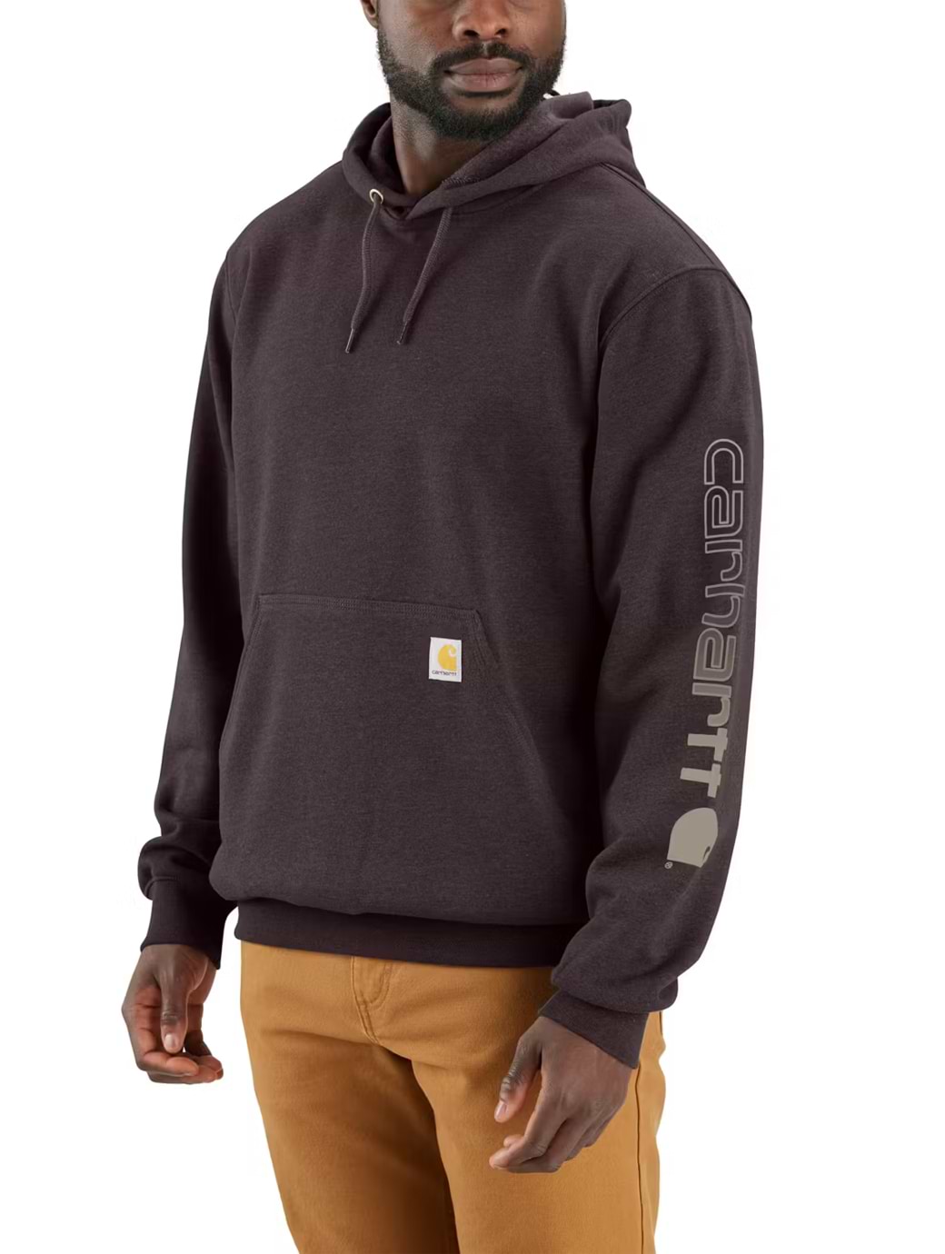 Carhartt Men's Loose Fit Midweight Logo Graphic Sleeve Sweatshirt Dark Sepia