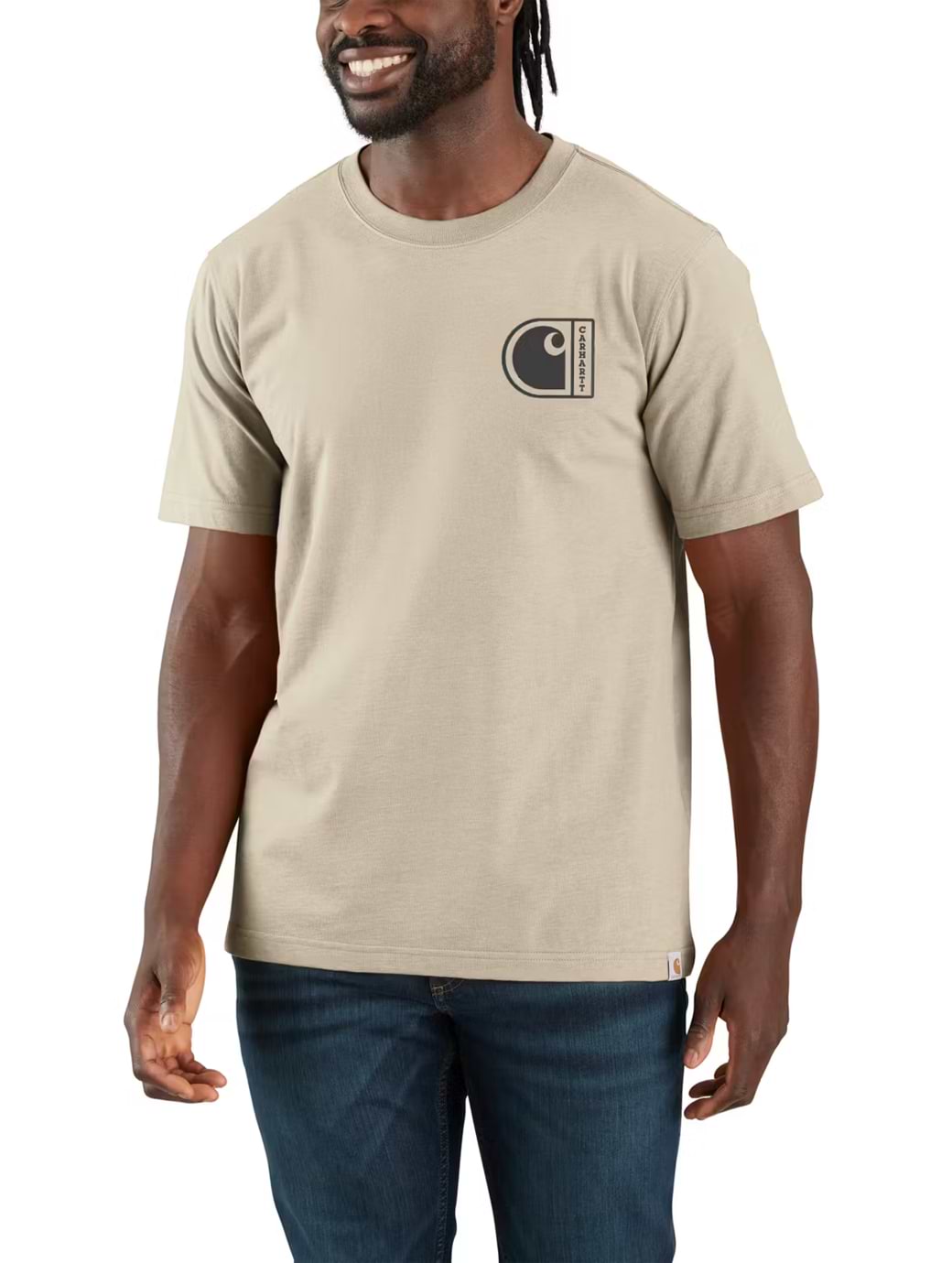 Carhartt Men's Relaxed Fit Lightweight Short Sleeve C Graphic T-Shirt Oat Milk