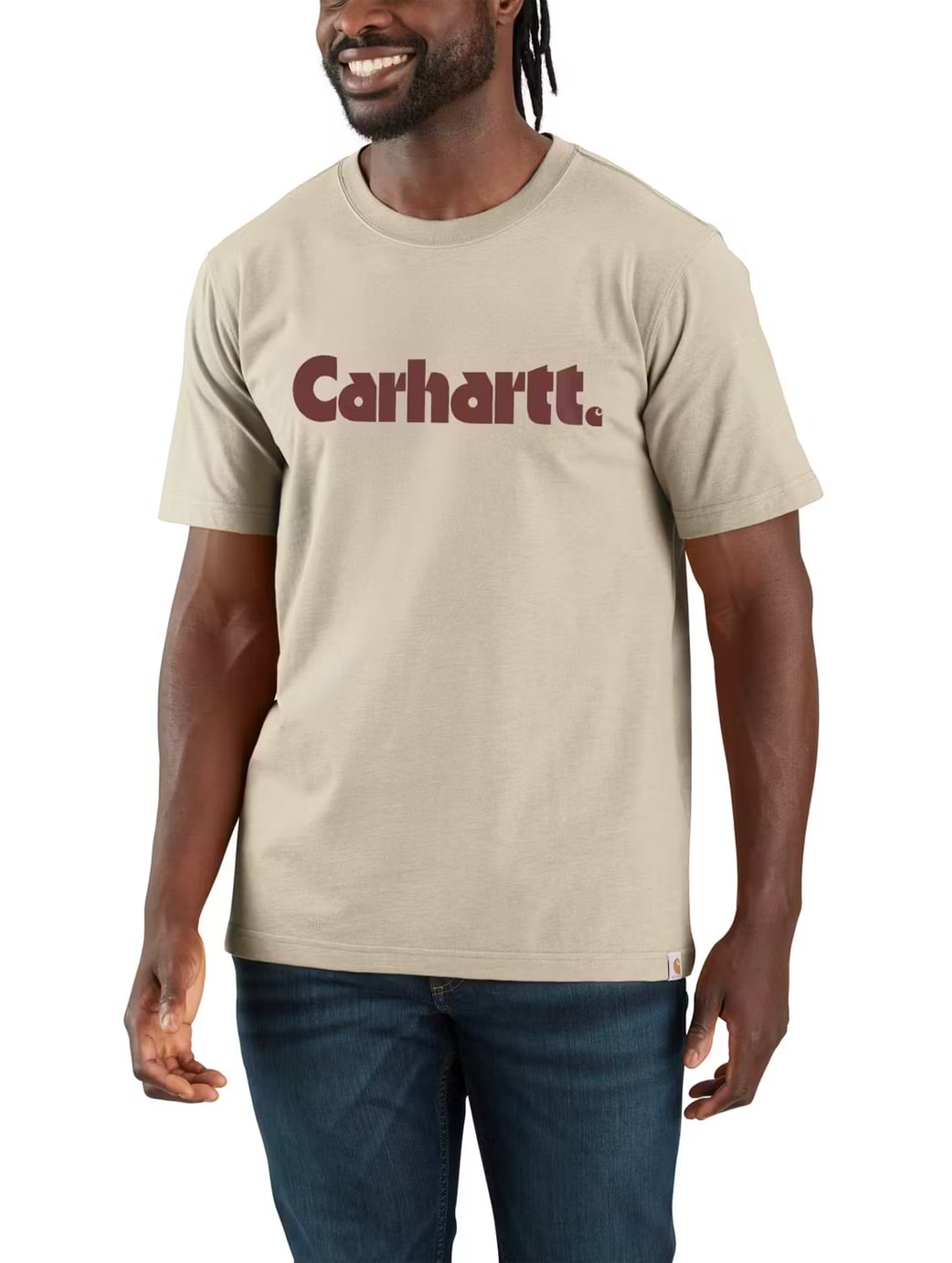 Carhartt Men's Relaxed Fit Lightweight Short Sleeve Logo Graphic T-Shirt Oat Milk