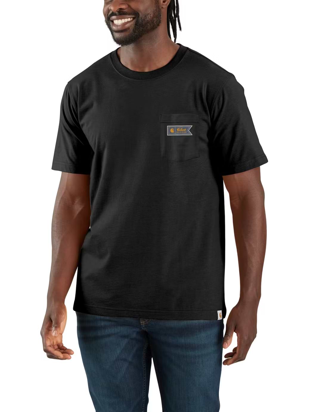Carhartt Men's Relaxed Fit Lightweight Short Sleeve Pocket Script Graphic T-Shirt Black